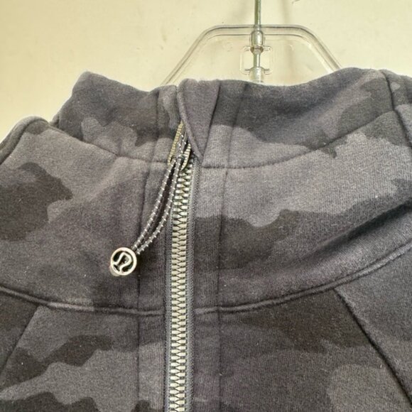 Lululemon Scuba Hoodie Light Cotton Fleece Jacket Pockets Zip Camo Deep Coal 10 - Picture 10 of 16